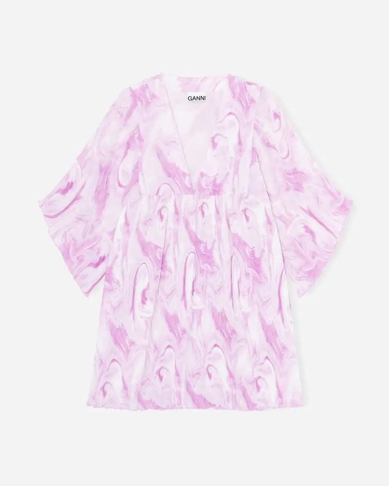Pleated Georgette Mini Dress - Orchid