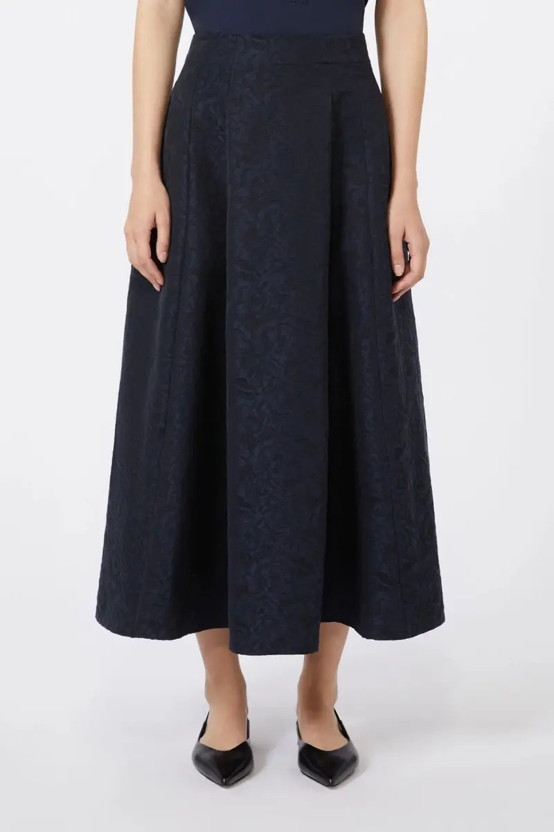 Pleated Jacquard Skirt
