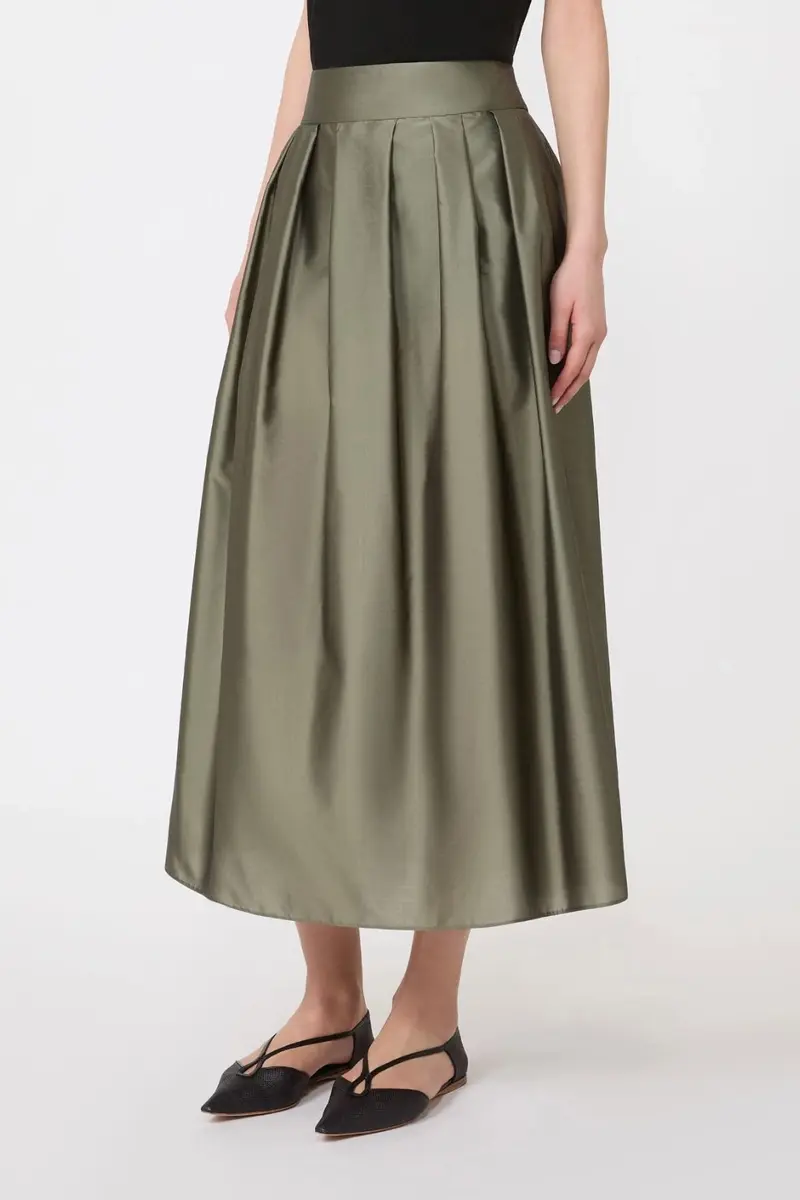 Pleated Organza Skirt Sage Green