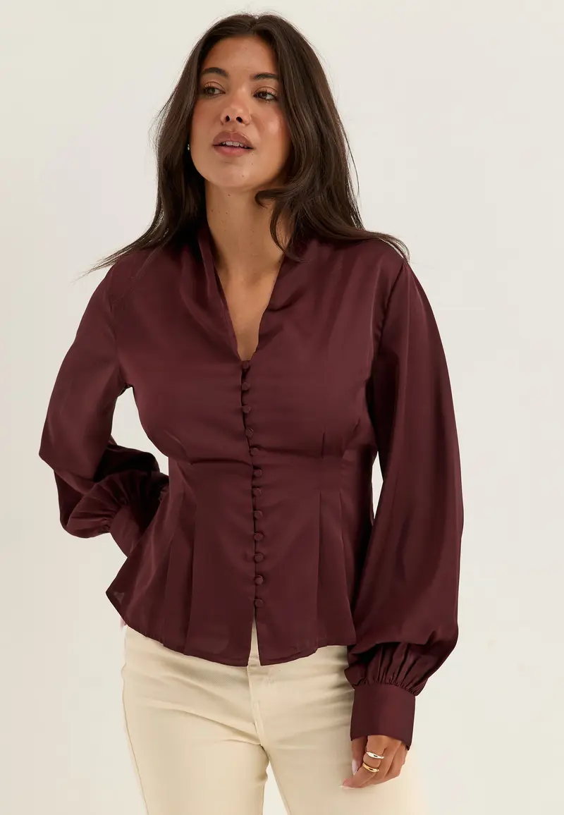 Pleated Satin Blouse