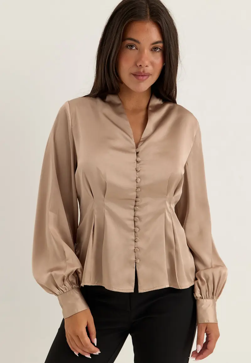 Pleated Satin Blouse
