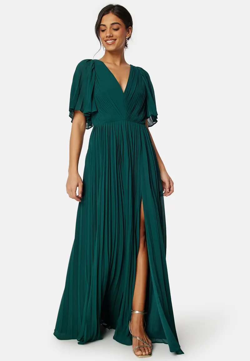 Pleated Slit Gown