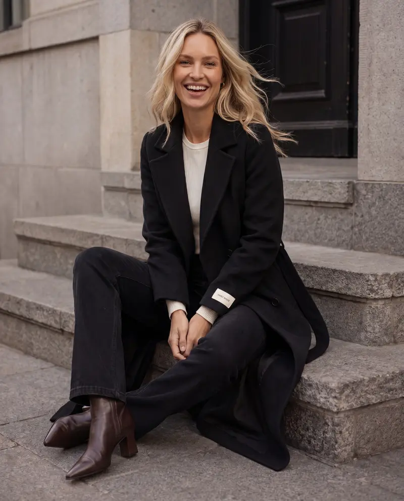 Pocket belt coat Black
