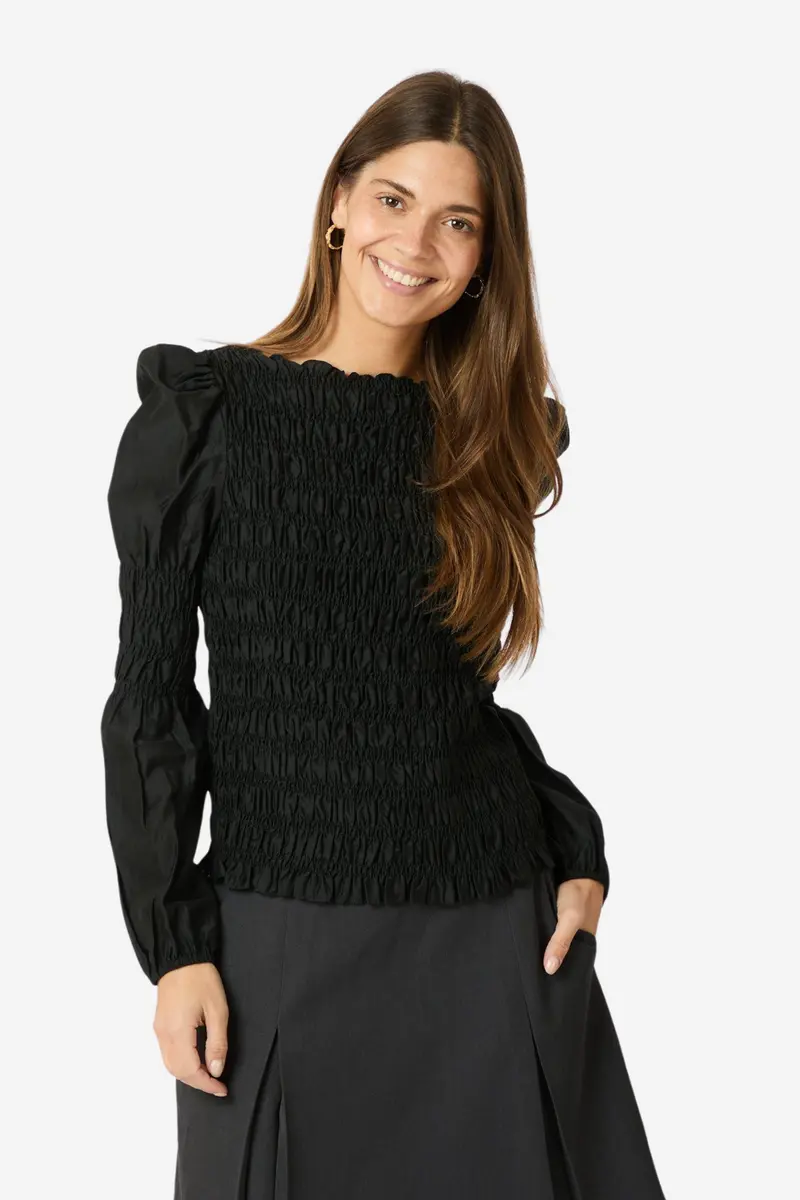 Polka Smock Shirt Black