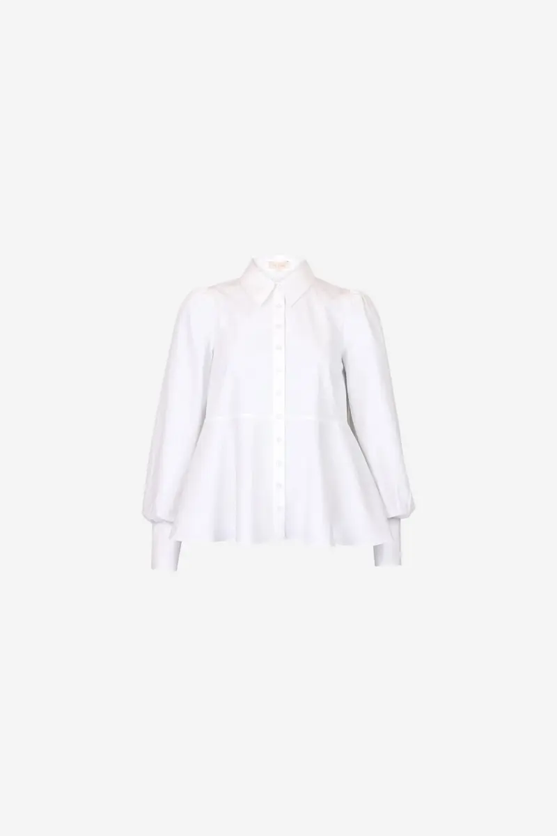 Poplin Peplum Blouse White
