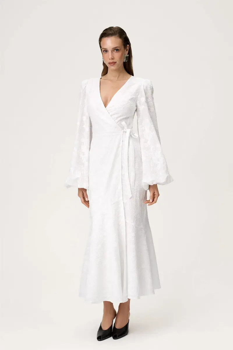 Portofino Maxi Dress White Embroidery