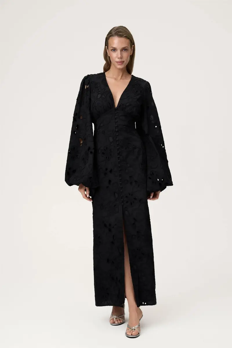 Positano Dress Black Embroidery