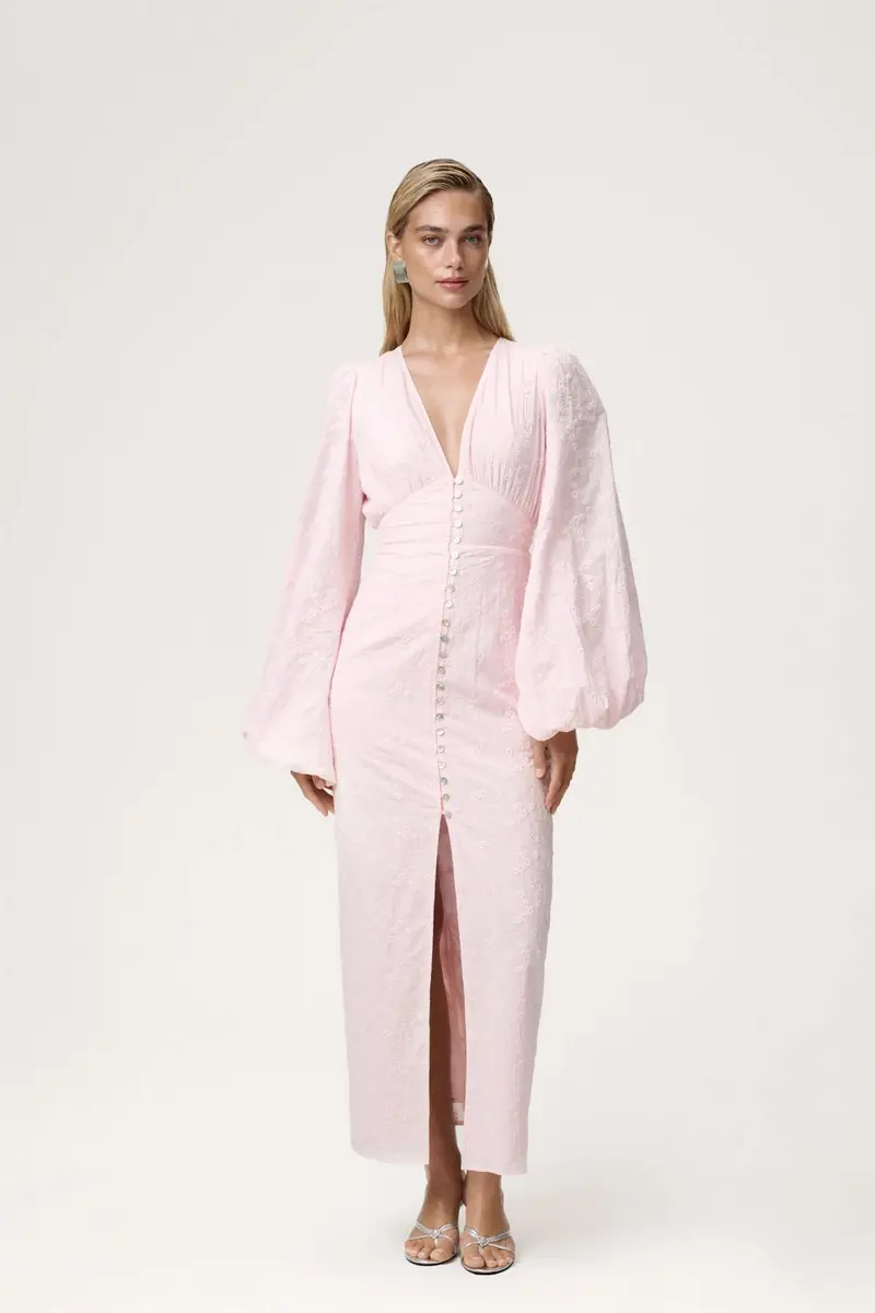 Positano Dress Pink Embroidery