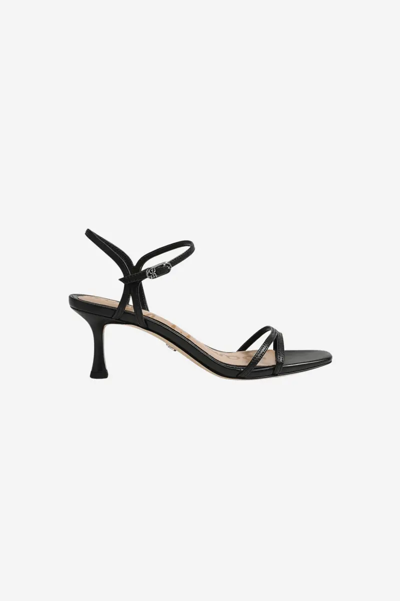 Presley Strappy Kitten Heel Black Leather