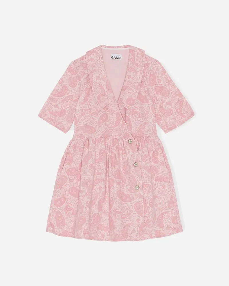 Print Denim Mini Dress - Paisley Shrinking Violet