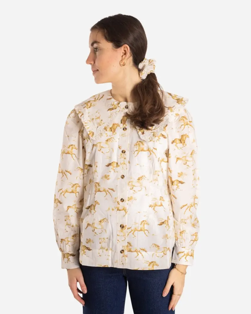 Printed Cotton Poplin - Cognac