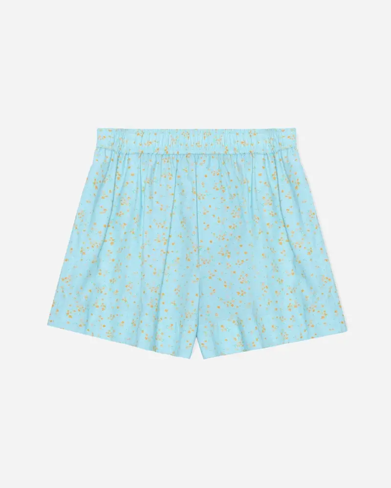 Printed Cotton Shorts - Corydalis Blue
