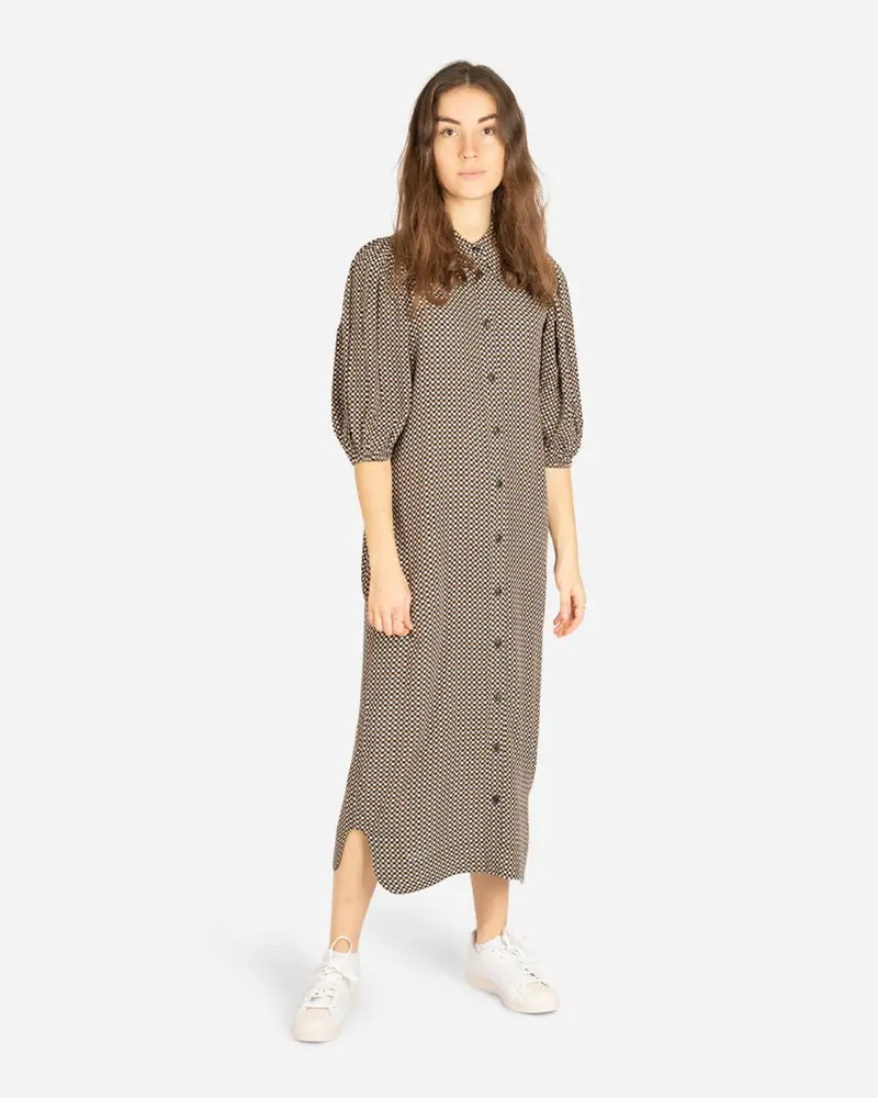 Printed Crepe Dress - Tannin