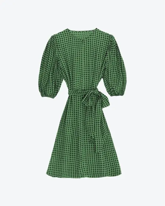 Printed Crepe Mini Dress -  Foliage Green