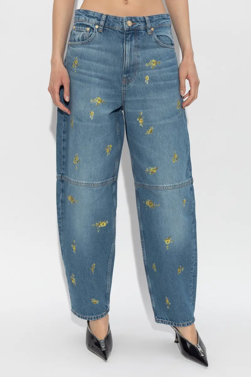 Printed Flower Denim Stary Jeans