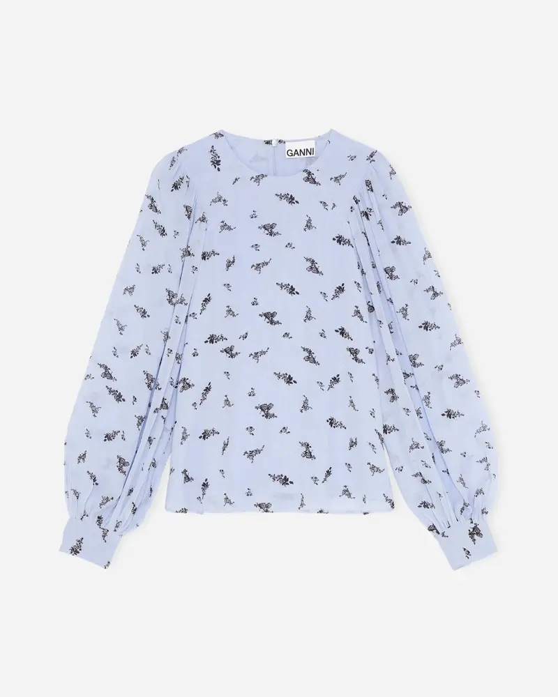 Printed Georgette Blouse - Brunnera Blue