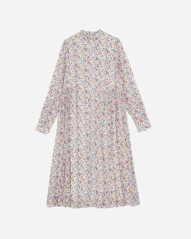 Printed Georgette Midi Dress - Egret