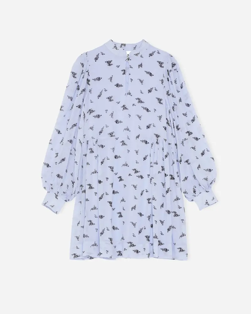 Printed Georgette Mini Dress - Brunnera Blue