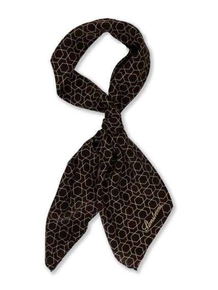 PRINTED SILK ASCOT BROWN