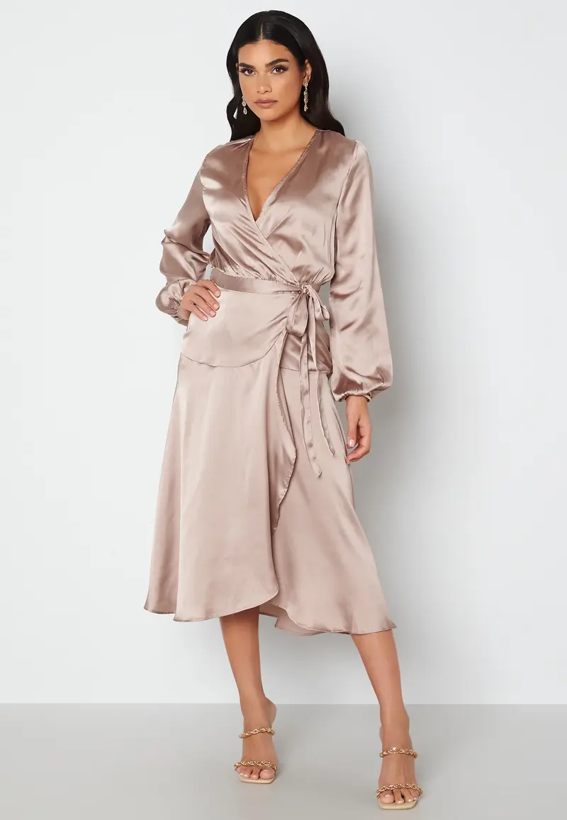 Priya Satin Wrap Midi Dress
