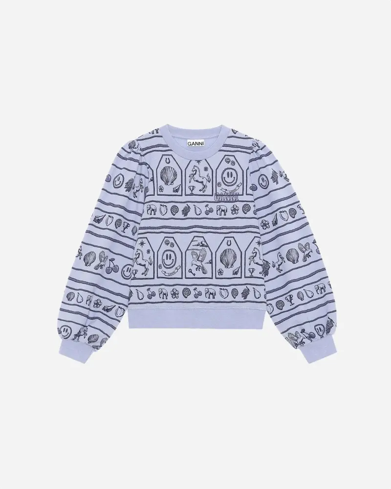 Puff Shoulder Sweatshirt - Printed Heather