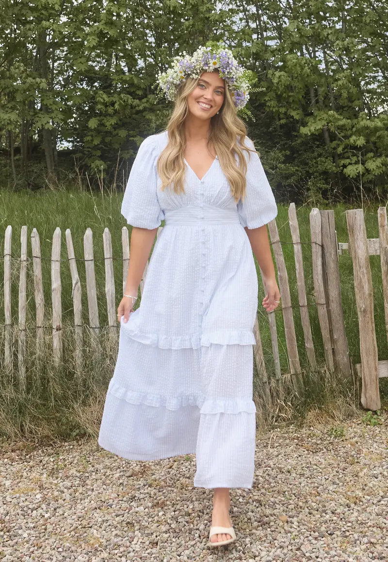 Puff Sleeve Frill Dress