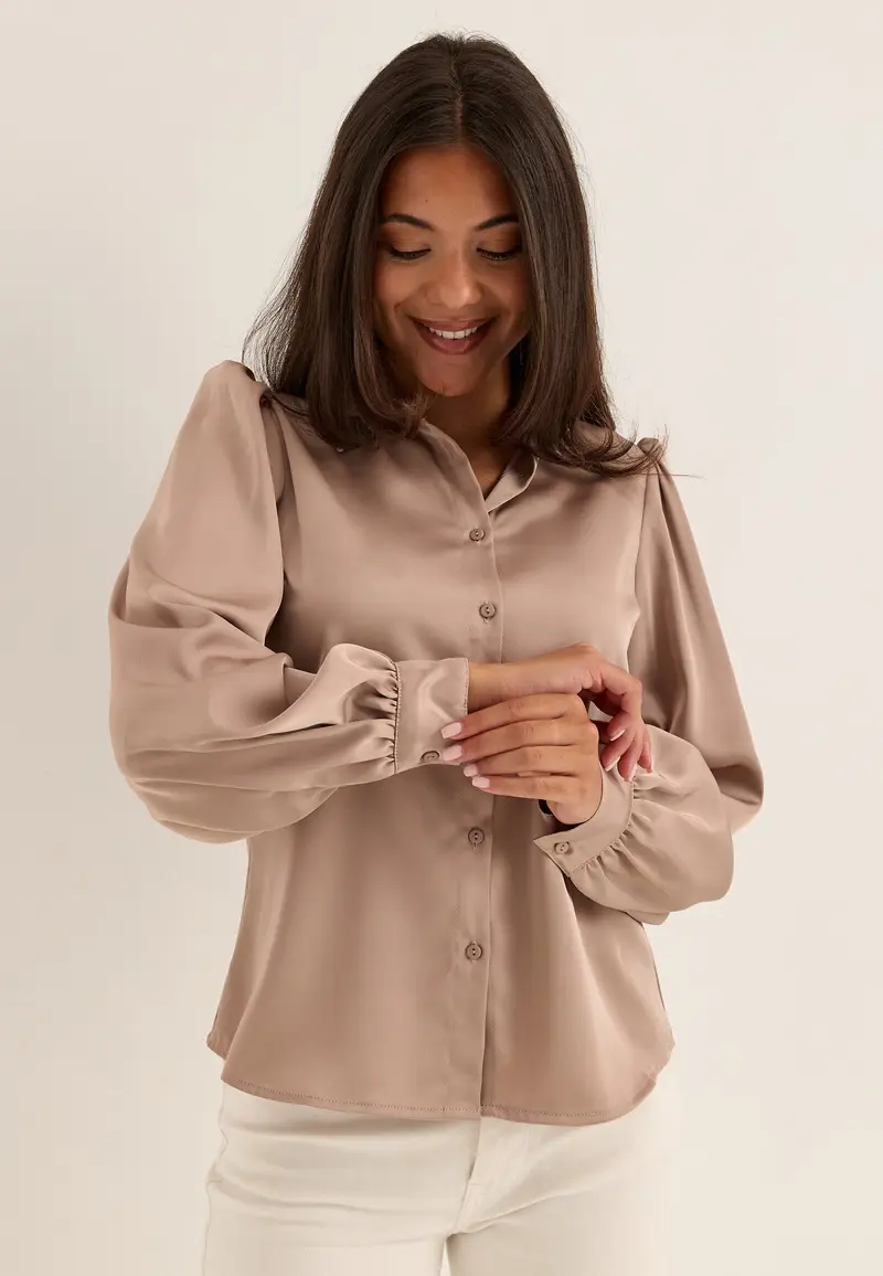 Puff Sleeve Satin Shirt