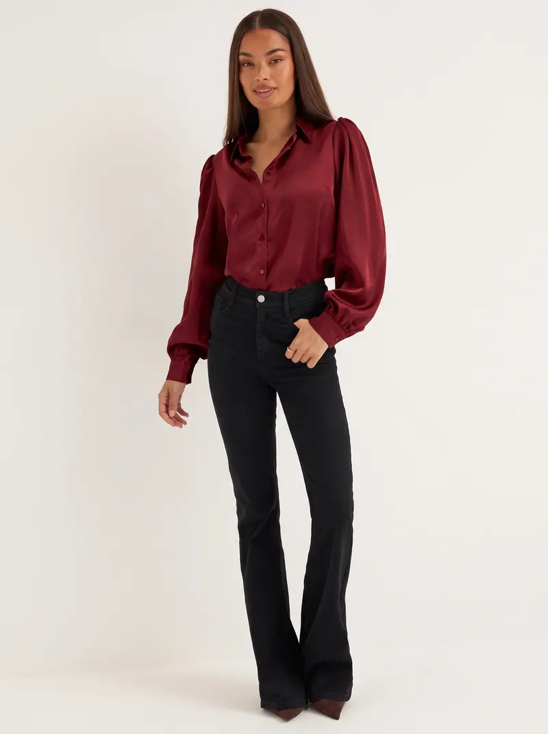 Puff Sleeve Satin Shirt