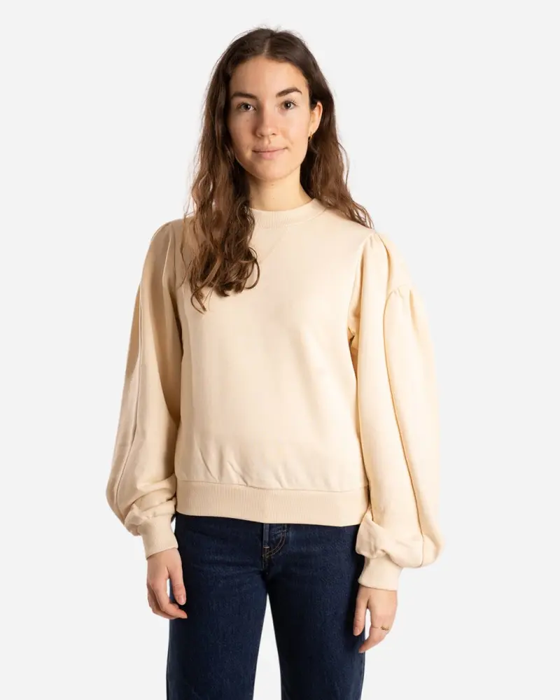 Puff Sleeve Sweatshirt - Beige