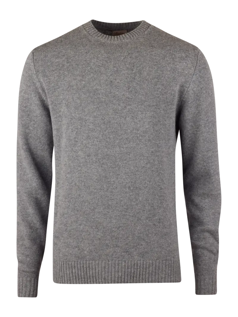 Pullover Knitted Crew Neck Carded Merino Wool Grey