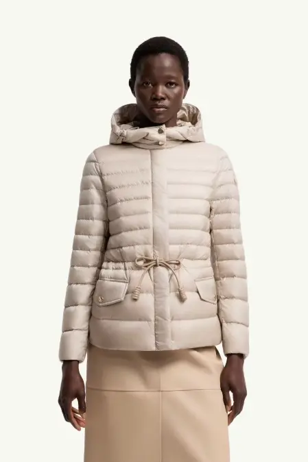 Raies Hooded Short Down Jacket Light Beige