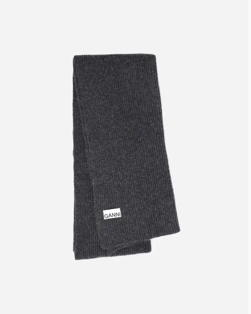 Recycled Wool Knit Scarf - Phantom