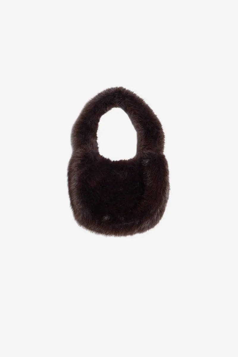 Reiko Furry Small Bag Dark Brown