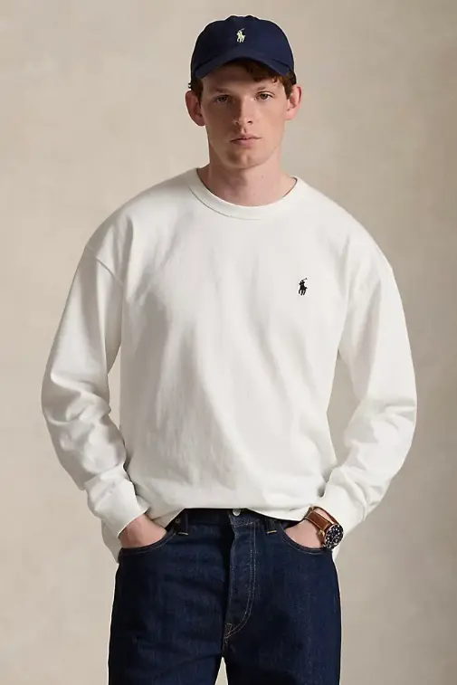 Relaxed Fit Jersey Long-Sleeve T-Shirt White