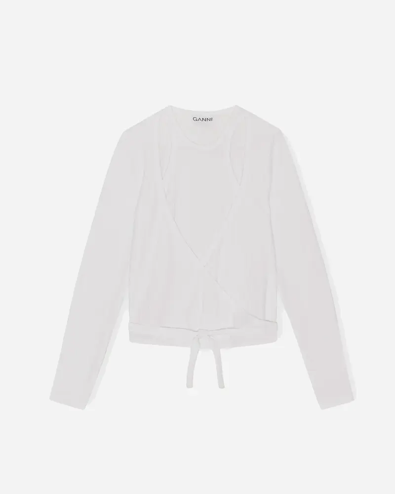 Rib Jersey Wrap Blouse - Bright White