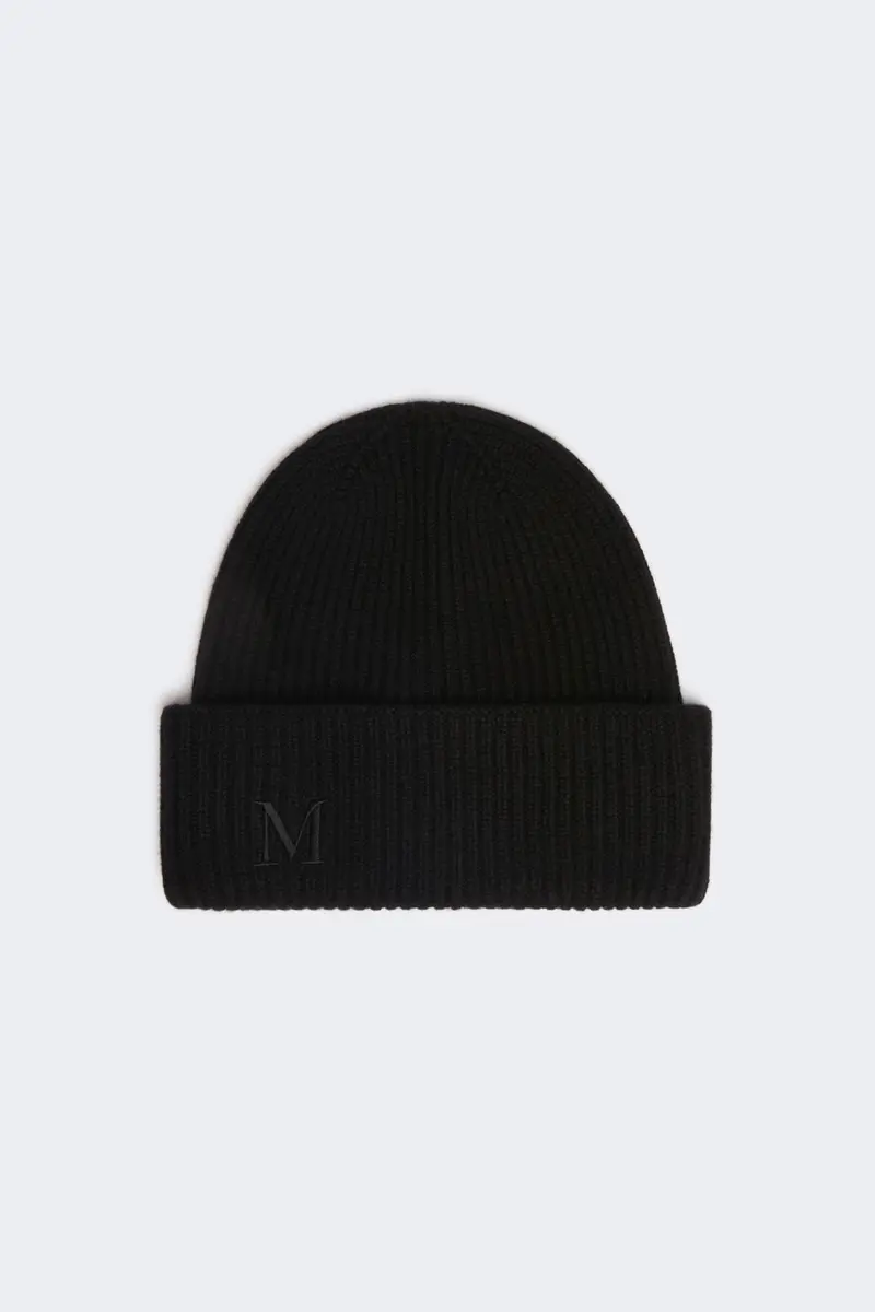 Rib-knit Cashmere Beanie Black