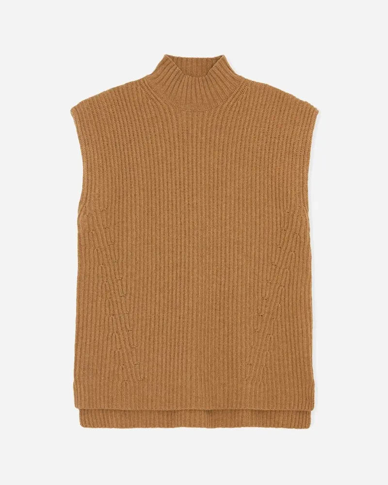 Rib Knit Vest - Camel