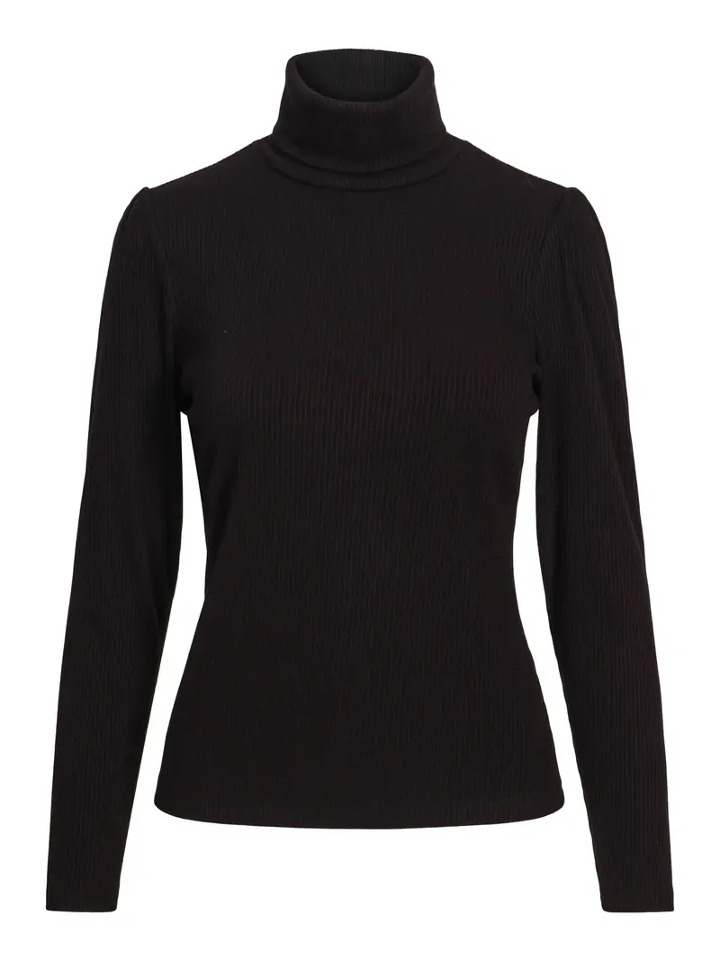 Rib roll-neck Black