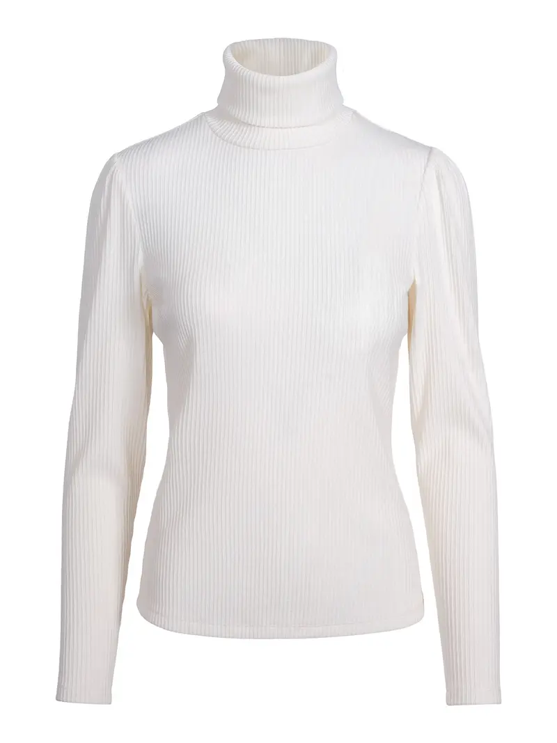 Rib roll-neck Creme