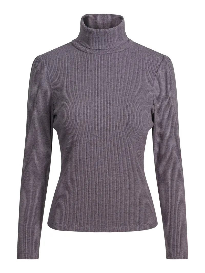 Rib roll-neck Grey Mel.
