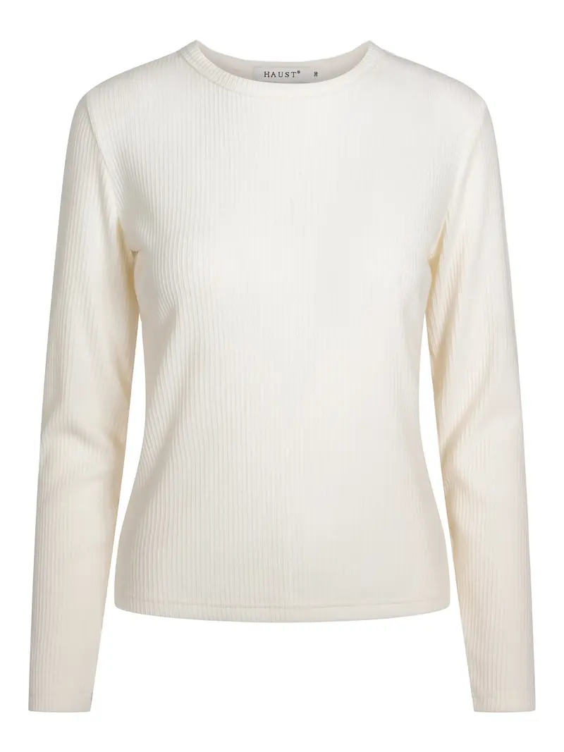 Rib round neck top Creme