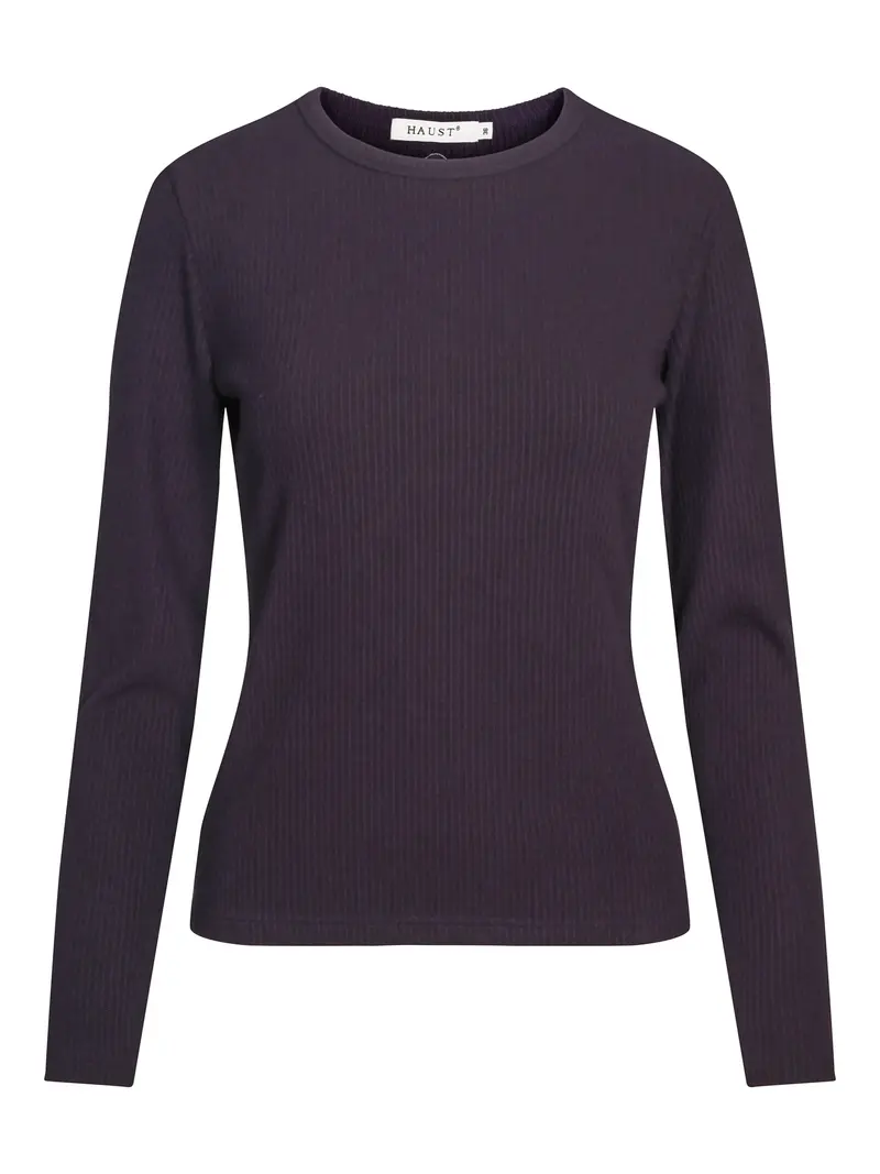 Rib round neck top Navy