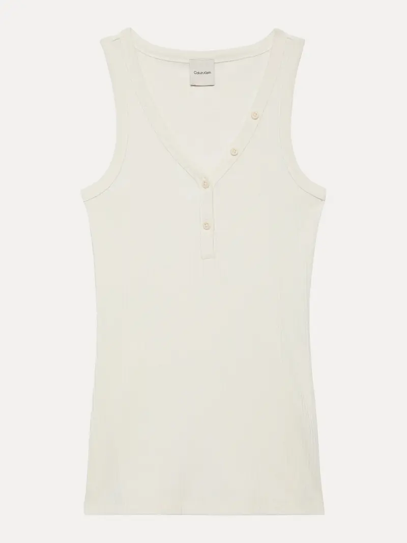 Ribbed Cotton Henley Tank Top