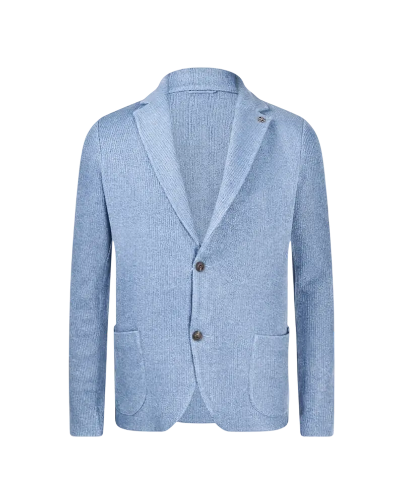 Ribbed knit jacket - Light blue