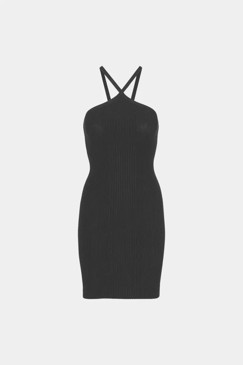 Ribbed Mini Dress Black