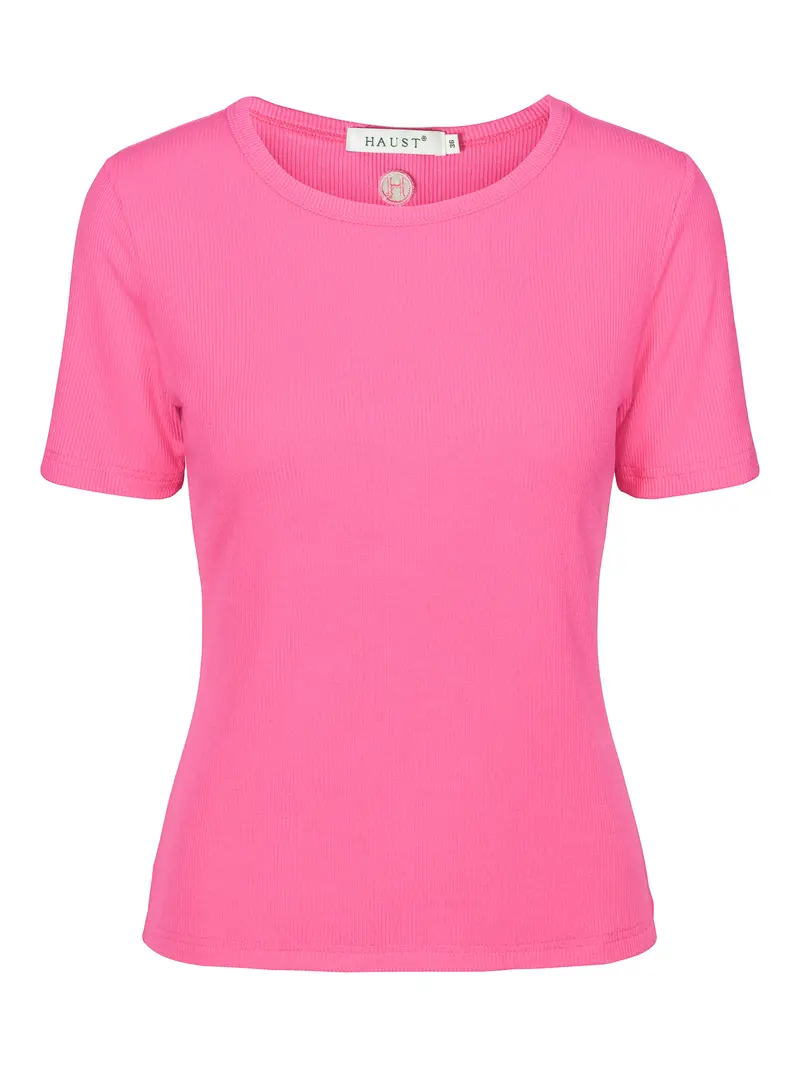 Ribbed short sleeved top Fuchsia