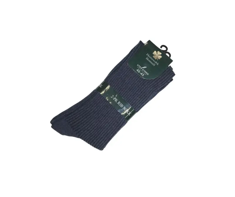 Ribsokker bomull unisex Jeansblå
