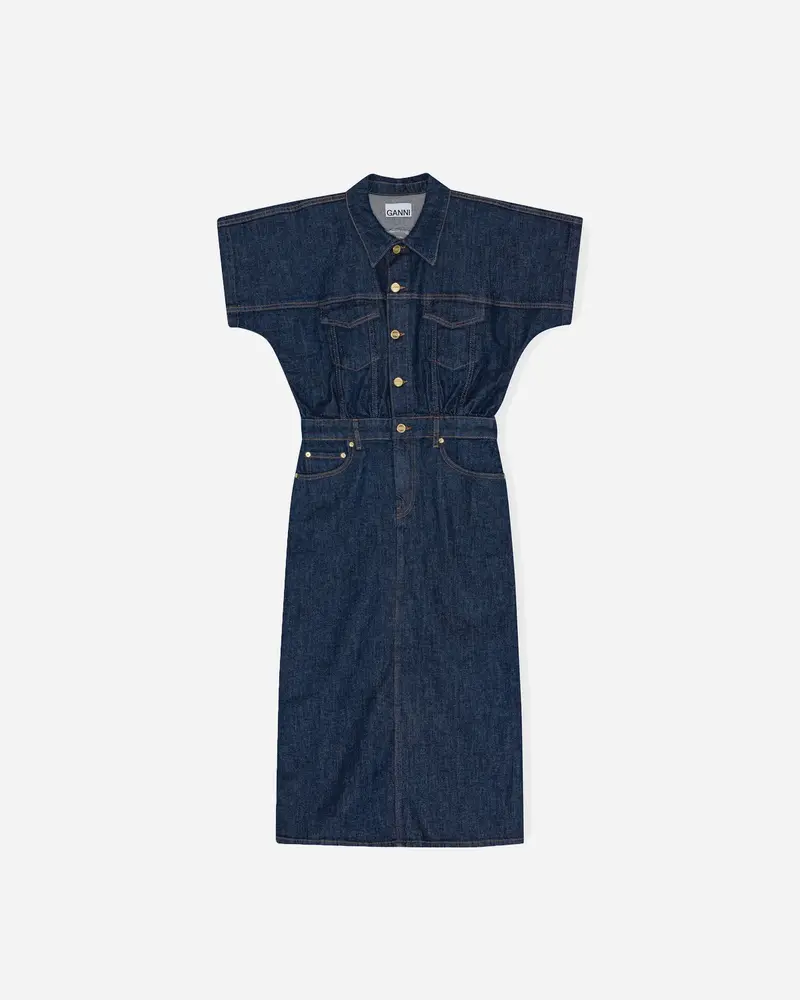 Rinse Stitch Denim Midi Dress - Rinse