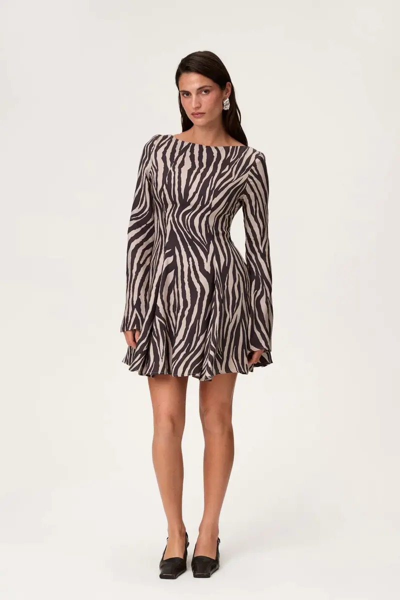 Riom Mini Dress Brown Zebra
