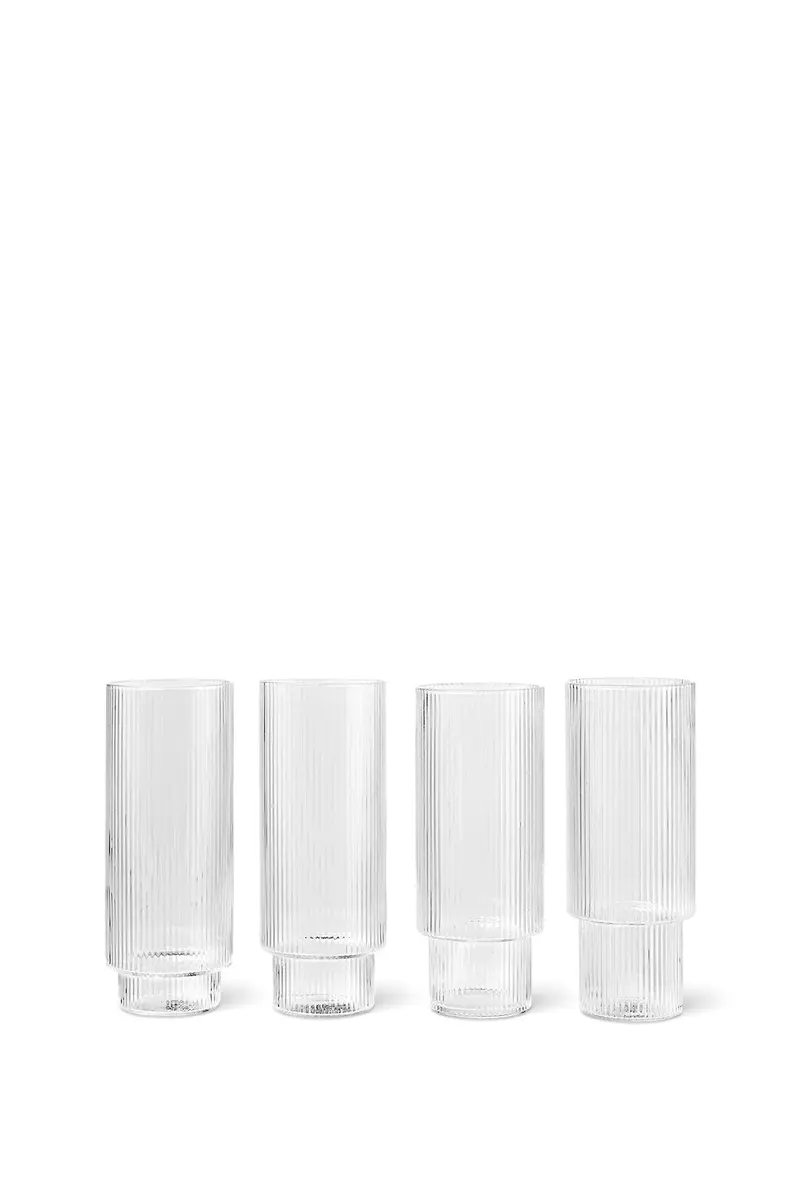 Ripple Long Drink Glasses Clear - Set of 4